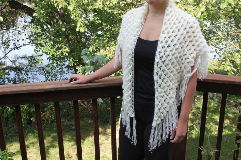 CROCHET PATTERN: Crocodile Stitch Triangle Shawl Permission to Sell Finished Product image 4