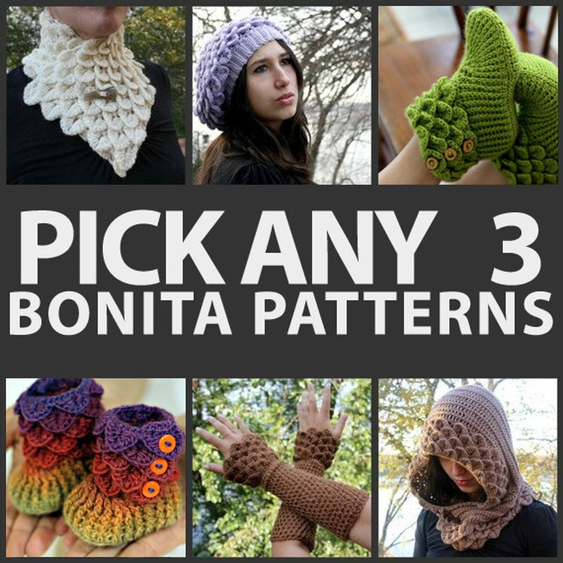 CROCHET PATTERN: Any Combination of 3 Bonita Patterns Bundle Permission to Sell Finished Product image 1