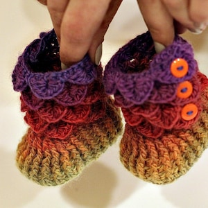 CROCHET PATTERN: Dragon Crocodile Stitch Booties Baby Sizes Permission to Sell Finished Product image 3