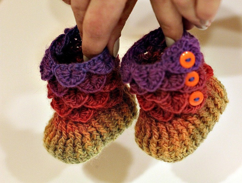 CROCHET PATTERN: Dragon Crocodile Stitch Booties Baby Sizes Permission to Sell Finished Product image 3