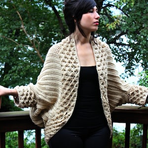 CROCHET PATTERN: Crocodile Stitch Cardigan - Small to 5X - Permission to Sell Finished Product