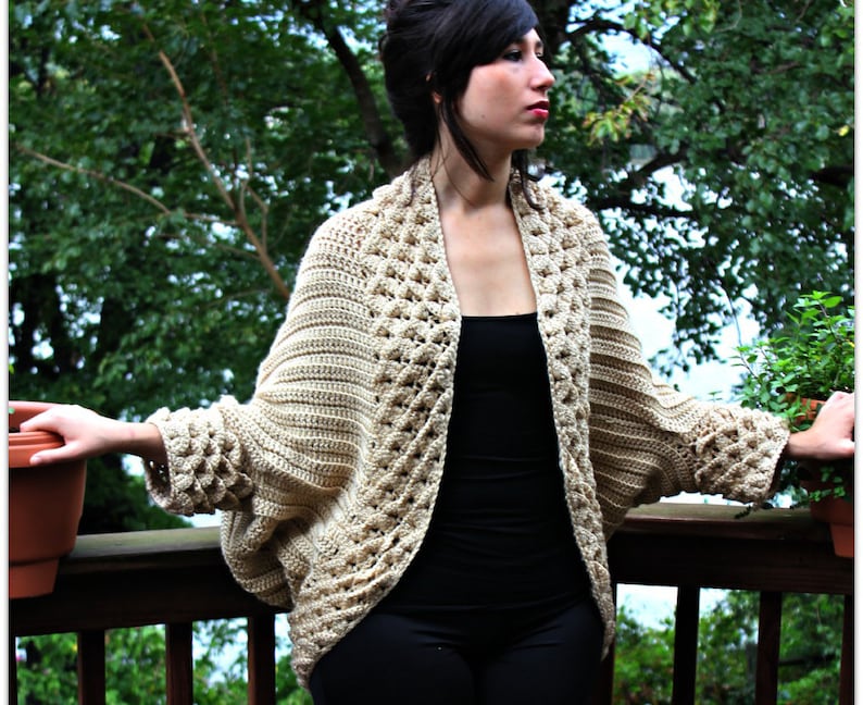 CROCHET PATTERN: Crocodile Stitch Cardigan Small to 5X Permission to Sell Finished Product image 1