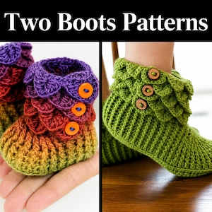 Crocodile Stitch Crochet Slipper Pattern: Baby and Adult Booties (PDF Pattern)