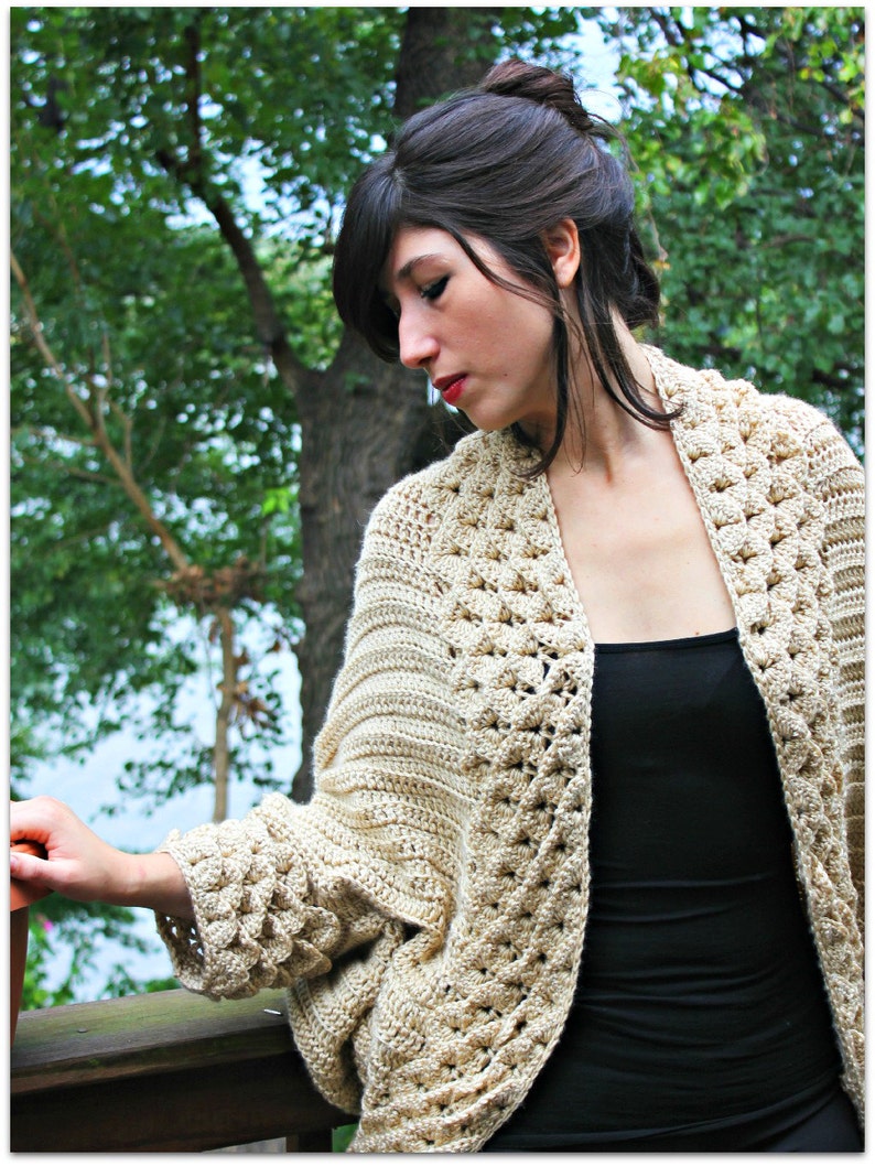 CROCHET PATTERN: Crocodile Stitch Cardigan Small to 5X Permission to Sell Finished Product image 2