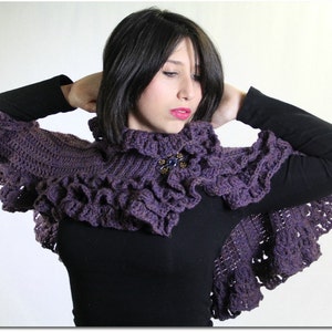 CROCHET PATTERN: Ruffled Capelet Crochet PDF Pattern Permission to Sell Finished Product image 4