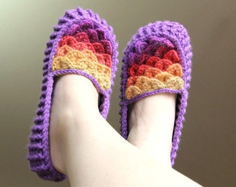 CROCHET PATTERN: Crocodile Stitch Loafers (Adult Sizes) - Permission to Sell Finished Product