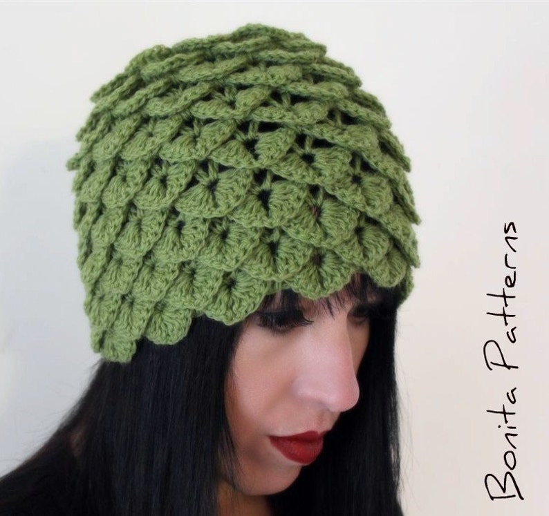 CROCHET PATTERN: Crocodile Dragon Stitch Cloche Permission to Sell Finished Product image 2