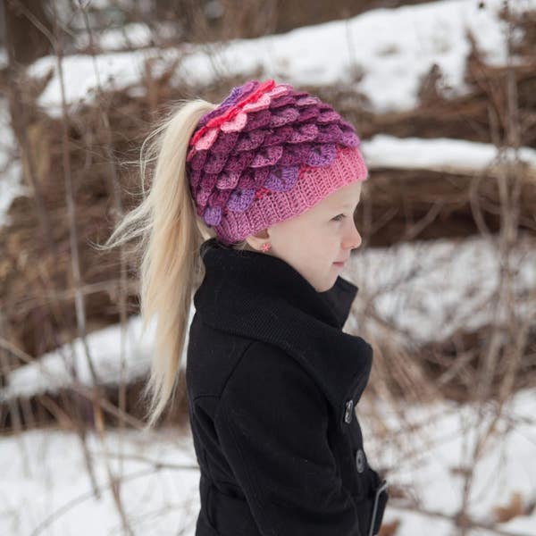 NEW - Crocodile Stitch Messy Bun Ponytail or Closed Hat (Child and Adult Sizes)