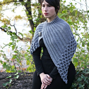 CROCHET PATTERN: Crocodile Stitch Capelet Permission to Sell Finished Product image 2