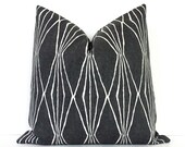 Charcoal Grey Geometric Decorative Designer Pillow Cover Accent Throw Cushion modern diamonds shapes ivory black bw gray slate iron storm