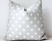 Smoke Grey cream polka dots Decorative Designer Pillow Cover 18 Accent Cushion ikat light gray smoke charcoal spots preppy circles Fall
