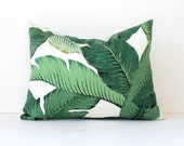 Palm Leaves Designer Pillow Cover lumbar Accent Cushion aloe emerald resort summer banana modern tropical beverly hills palms green