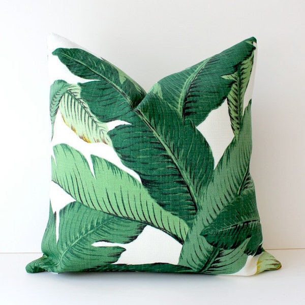 Modern Tropical Green Designer Pillow Cover Accent Cushion aloe emerald resort summer leaves banana beverly hills botanical palms frond palm