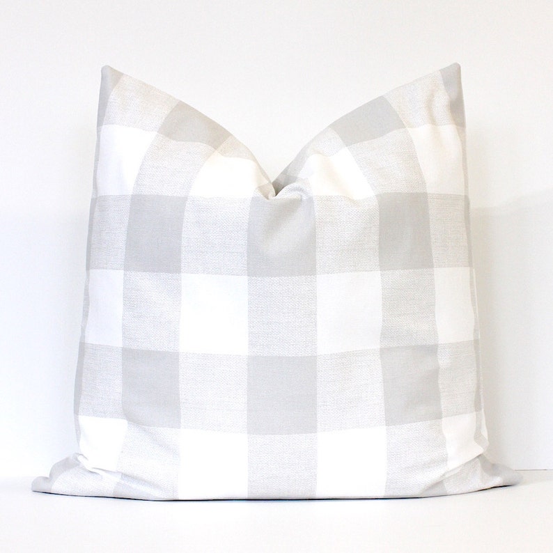 French Gray Check Designer Pillow Cover Accent cushion tartan Etsy