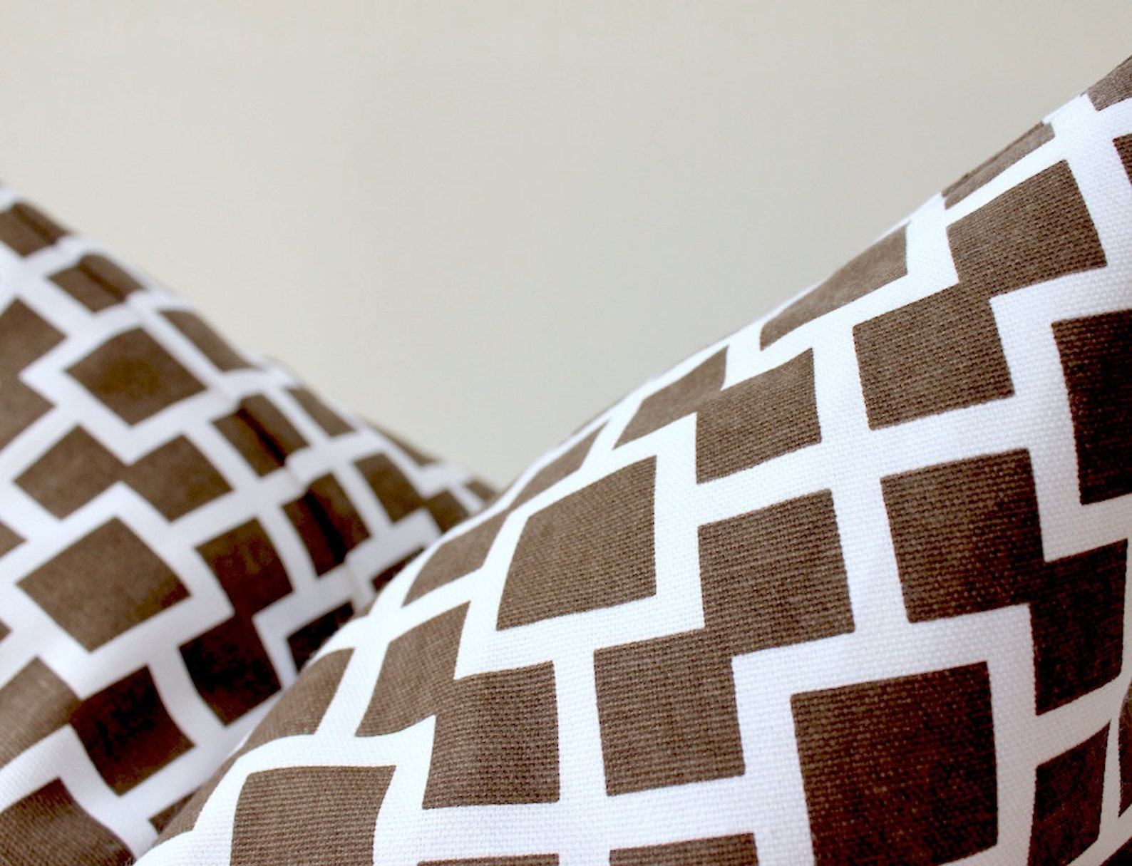 Modern Geometric Designer Pillow 18 Chocolate Brown and White Etsy