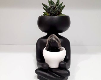 Meditating Planter / Yogi Planter / Handmade Planter / Concrete Planter / Succulent Pot / Desk Planter / Succulent Planter /  Yoga Planter