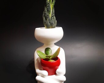 Meditating Yogi / Yogi Planter / Handmade Planter / Concrete Planter / Succulent Pot / Desk Planter / Succulent Planter /  Yoga Planter