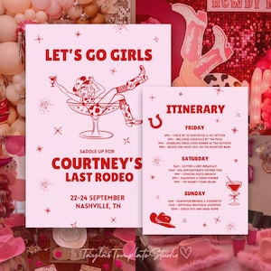 Last Rodeo Bachelorette Invitation: Cowgirl Hens Party Itinerary (5x7 Digital Download Canva Template)