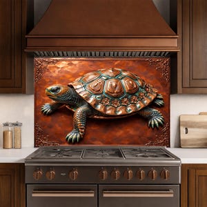Turquoise Sea Turtle Glass Backsplash – Coastal Wildlife Kitchen Panel