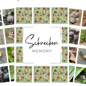 Jeu de mémoire sur l'escargot pour enfants | Jeu éducatif PDF à imprimer | Matériel de garderie, éducation à la nature, travaux avec des animaux, cartes de jeu à faire soi-même