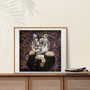 Colorful portrait of a Tiger, mixed media, giclee, animal portrait, tiger, colorful