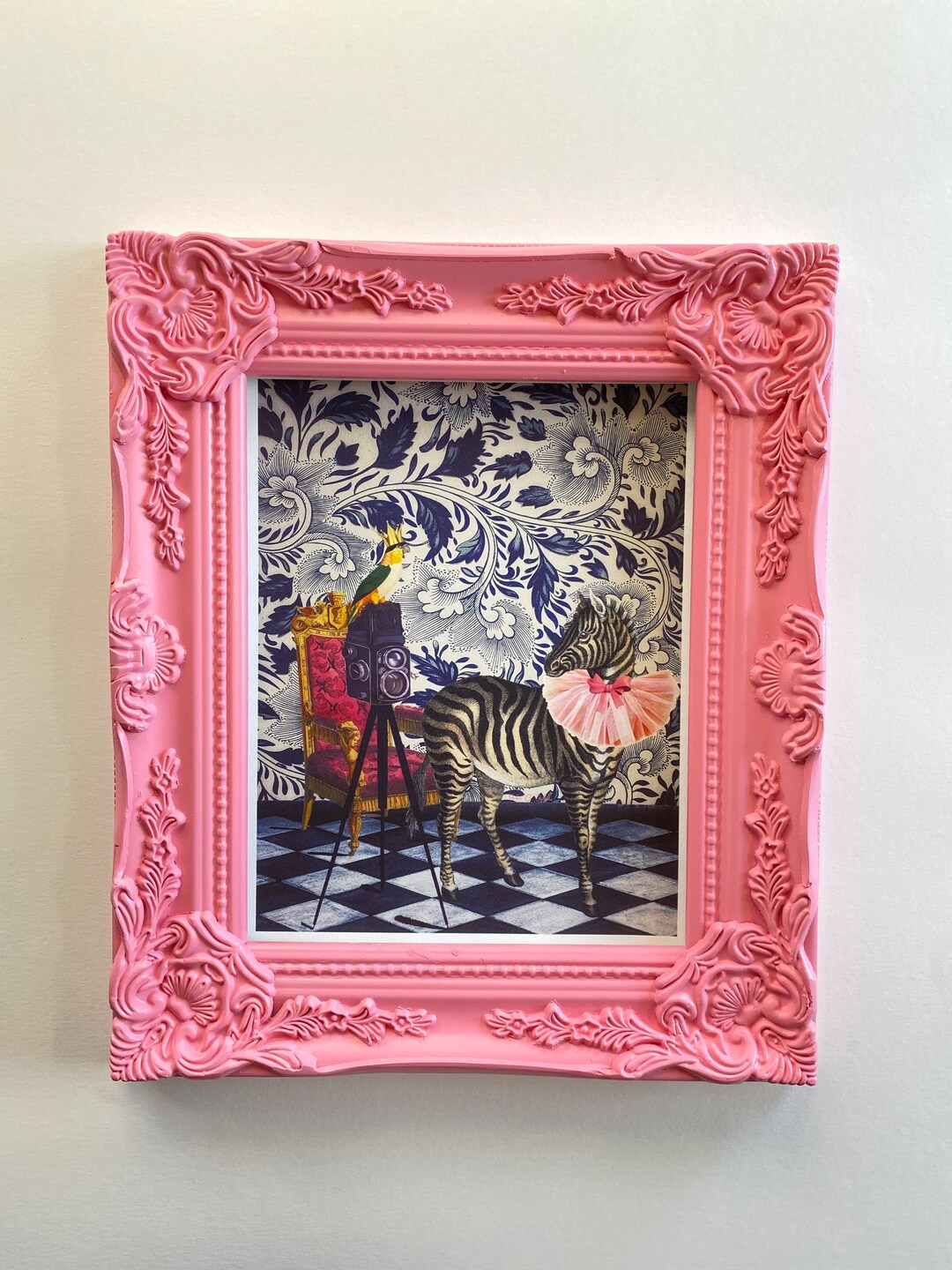 Picture Day, Vintage Frame, Ornament Frame, Zebra, Animal Portrait Etsy