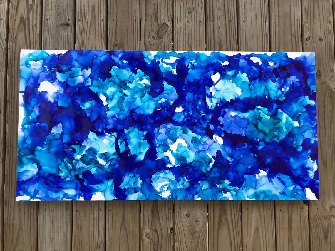 Original Abstract Alcohol ink Art Large wall Art Wood Etsy