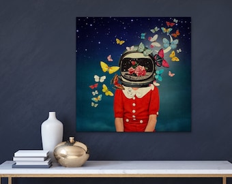Lost somewhere in outer space- Digital Collage - Photo manipulation -surreal Artprint, Astronaut, space