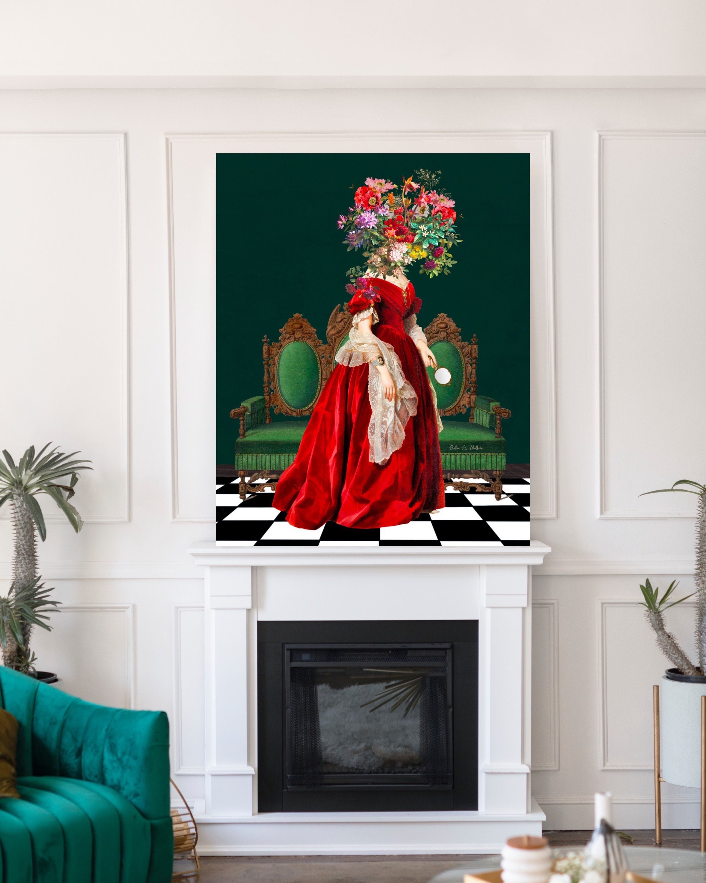 Woman Portrait, Art Print, Giclee, Digital Art, Pop Style, Botanicals ...