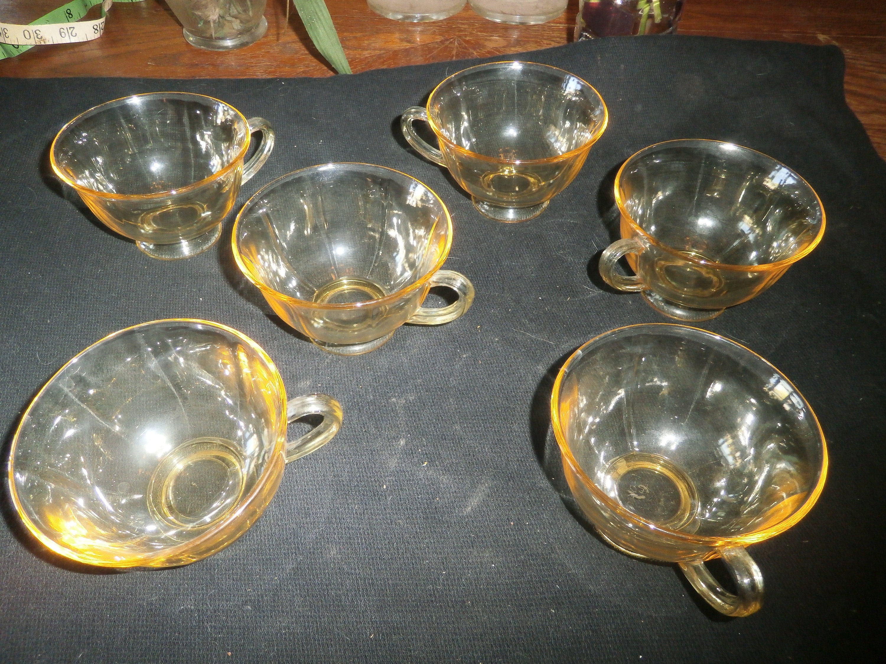 Vintage coffee cups yellow 6 without saucers circa 1920's Etsy