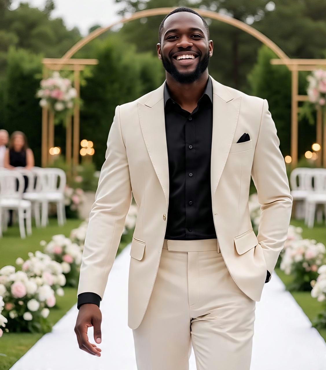 Stylish Designer Ivory Two Piece Men Suit for Wedding, Engagement