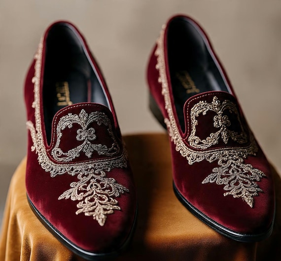burgundy velvet dress shoes La Milano Alex Velvet Smoking Shoes, Burgundy | Formal Shoes