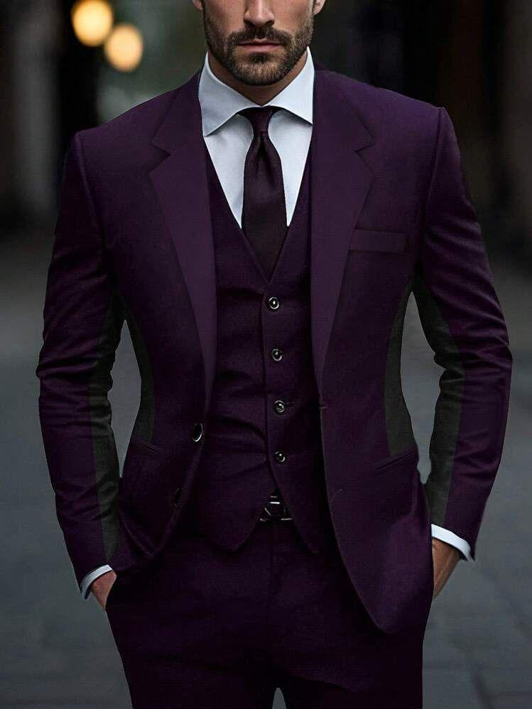 Men's Wine 3 Piece Suit | Custom-Tailored Wedding & Formal Wear Suits | Perfect for Grooms, Events and Dinners | Elegant Gift for Men