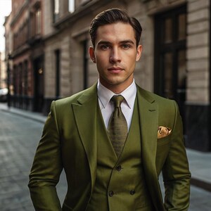 Olive Green 3 Piece Suits Men Wedding Suit Men Party Wear Suit Groomsmen Suit Men Dinner Suits Elegant 3 piece suits casual Bespoke For Men