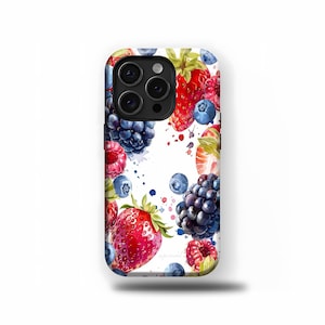 Aquarell Sommer Erdbeeren Handyhülle Fruit Lover Girl für iPhone 17 16 15 14 13 12 11 Pro Max Plus, Samsung S24 Ultra S25 S24 S23 S22
