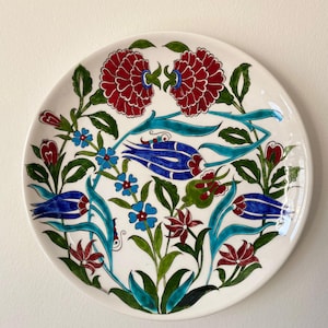 Handmade Turkish Ceramic Tile, Ottoman Style Ceramic Tile, Custom Handmade Ceramic Tile, Turkish Iznik Tile Art, Unique Gift, Turkish Tile