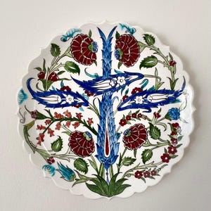 Handmade Turkish Ceramic Tile, Ottoman Style Ceramic Tile, Custom Handmade Ceramic Tile, Turkish Iznik Tile Art, Unique Gift, Turkish Tile