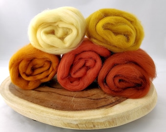 Merino Wool Roving Color Sets | BROWN | 50g./1.7oz | Needle Felting, Wet Felting, Spinining Yarn, Fiber Arts, Chunky Yarn Supplies Kit