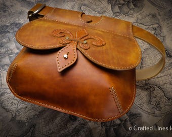 Belt leather bag "Fleur-de-lys" pattern | PDF Digital template