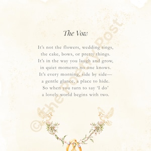 Poema de Votos de Casamento | Download Digital A5 | Poema para Imprimir para Presente para Noivos | Decoração de Local de Casamento | Leitura de Casamento | Cartão de Casamento