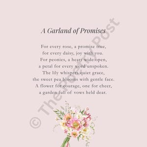 Download digitale della poesia sul bouquet da sposa — Poesia stampabile in formato A5, regalo, lettura del matrimonio, biglietto d'auguri per matrimonio, stampa artistica per matrimonio, stampa del diario di matrimonio,