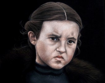 Lyanna Mormont HBO Game of Thrones GOT GRR Martin Black Velvet Painting Portrait Art Mondo Artist