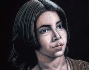 Atreyu Black Velvet Painting Retro Fantasy Neverending Story Reaalistic Portrait