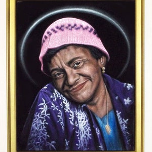 Jackie Moms Mabley Black Velvet Painting Realistic Portrait Comedy Icon One of Kind Hand Painted Mondo Artist Framed image 2