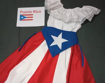 Traditional Puerto Rico dress , Made to order. Girls and Adults