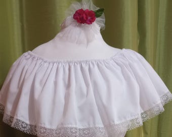 White Blouse with lace (Jíbara, Bomba), Made to order. Girls or ladies. Any size