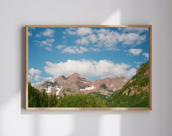 Impresión fotográfica de la película Maroon Bells: Arte de las montañas de Aspen, Colorado (Descarga digital)