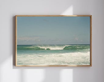 Fotografía vintage de olas de playa en la costa norte de Hawái (descarga digital)