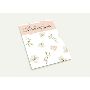 Cartões de agradecimento florais - Pacote com 10 - Verso em branco - Ecológicos e personalizáveis