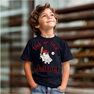 T-shirt d'Halloween personnalisé pour tout-petit, chemise de baseball fantôme
